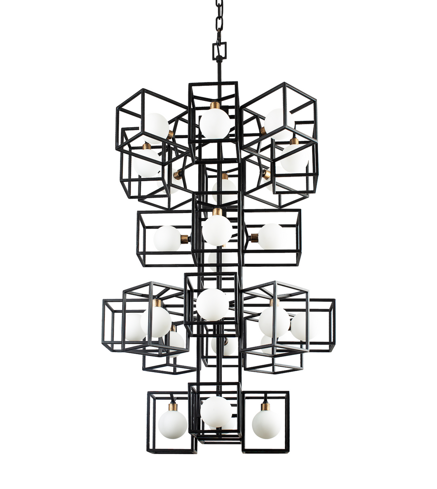 Plaza 24-Lt Foyer Pendant Light - Carbon/Havana Gold - 325F24CBHG