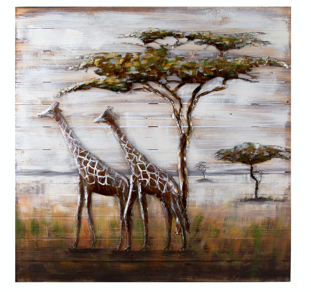 Serengeti Mixed-Media Metal on Wood Wall Art 4DWA0109